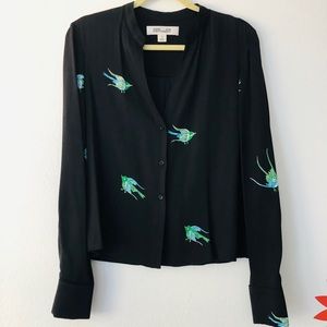 Diane Von furstenberg swallow silk shirt size 10